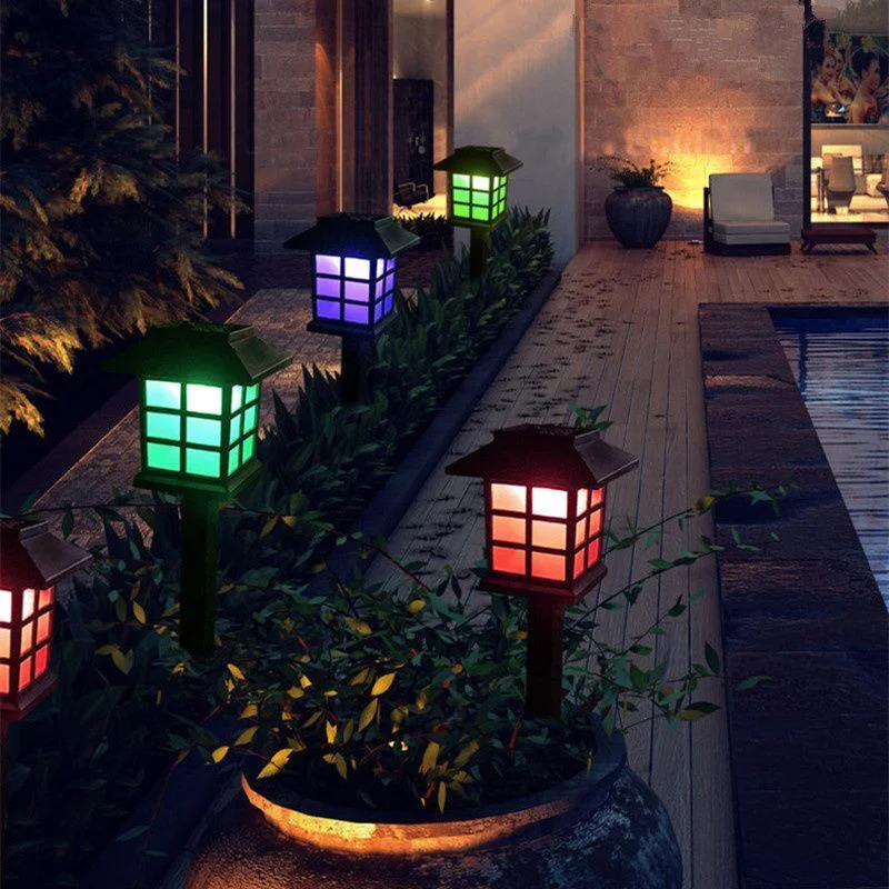 Solar House Shape Outdoor Lamp 2pack Waterproof Outdoor Garden Light Wedding Decor Solar Panel LED Lights Street Lawn Yard Lamp