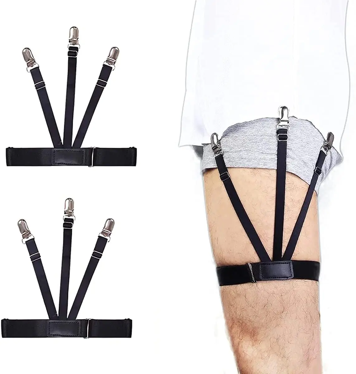 Giarrettiere Da Uomo Con Camicie Nascoste – Cintura Antiscivolo Con Morsetti Elastici - Foto 4