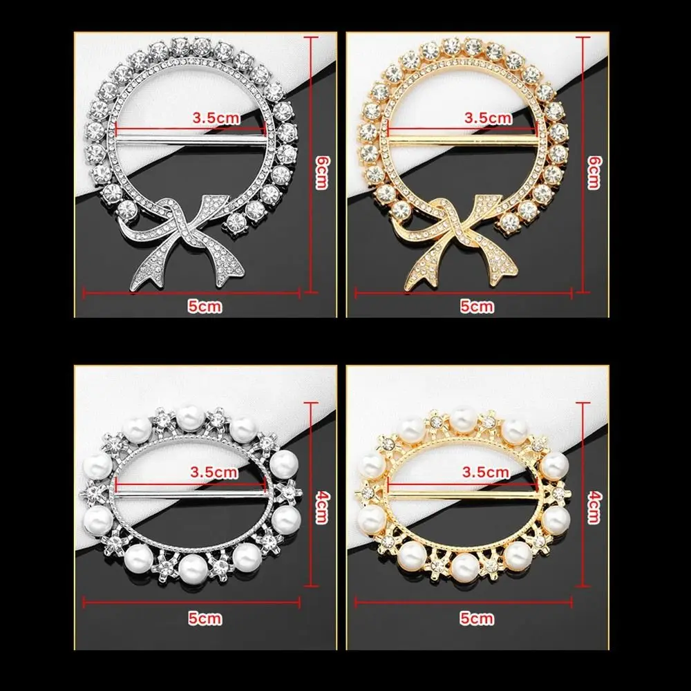 New Fashion Corner Hem Waist Knotted Brooches Crystal Pearl Metal Hijab Scarf Ring Button Shirt T-shirt Fixed Buckle Accessories