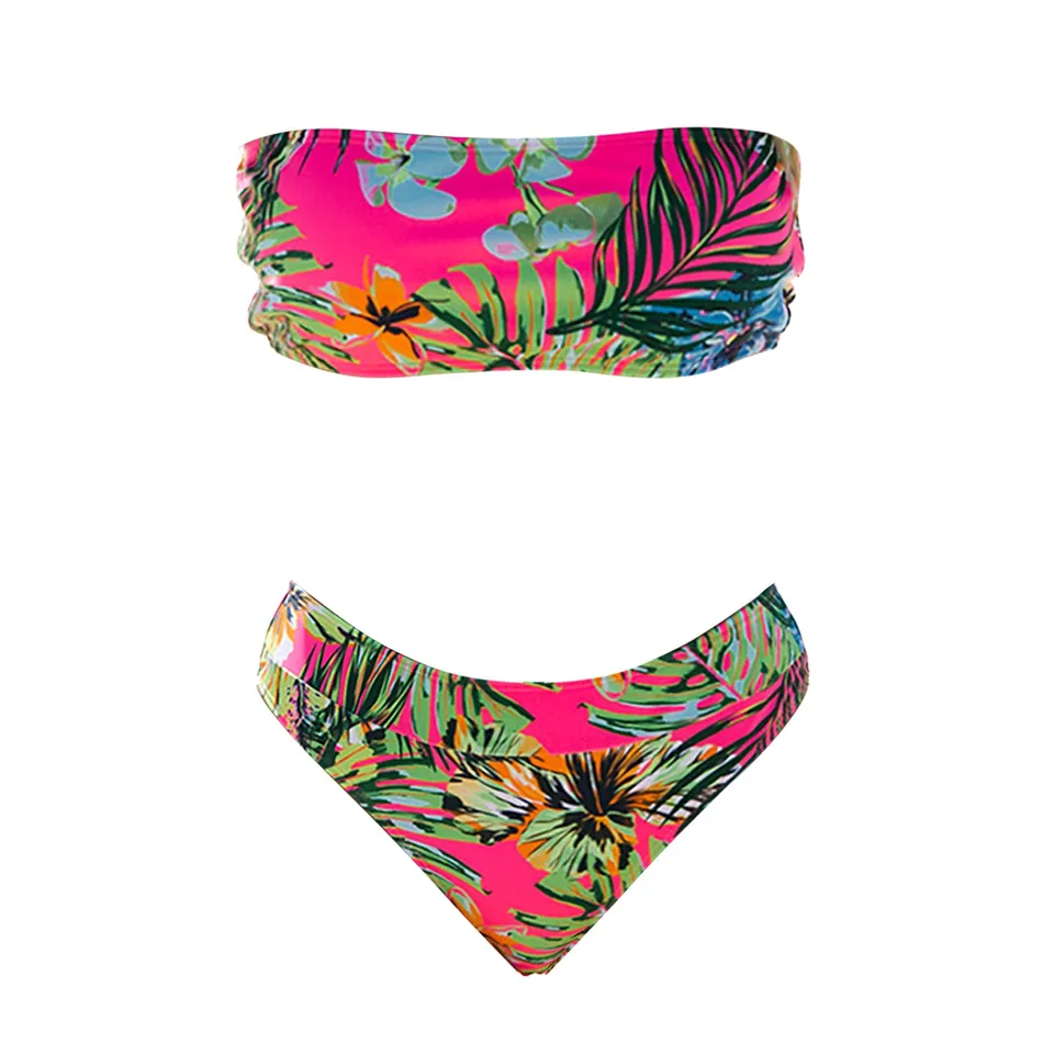 Women's Sexy Printed Bandeau Bikini Set