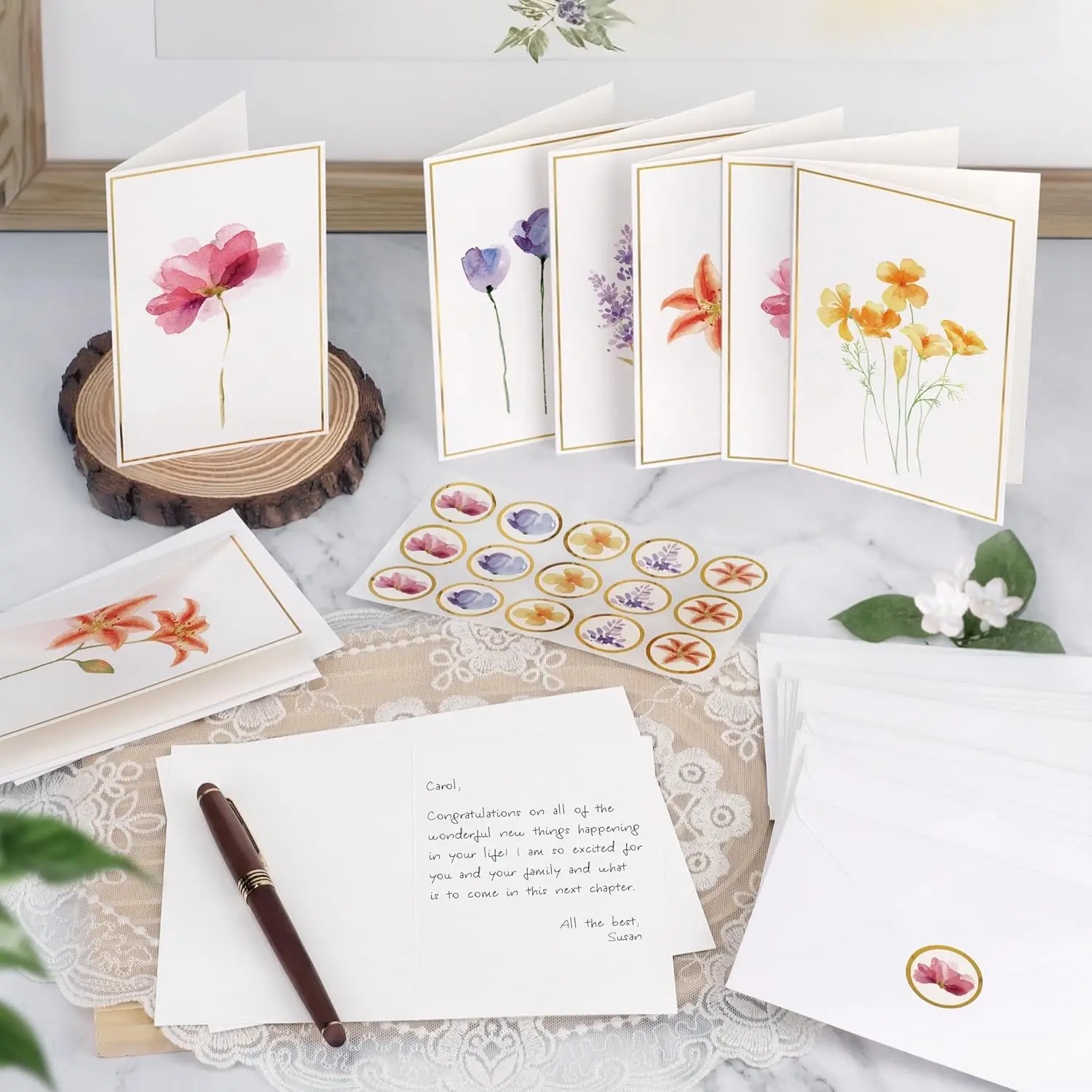 Elegant Gold Foil Greeting Card Set with Envelopes - Versatile