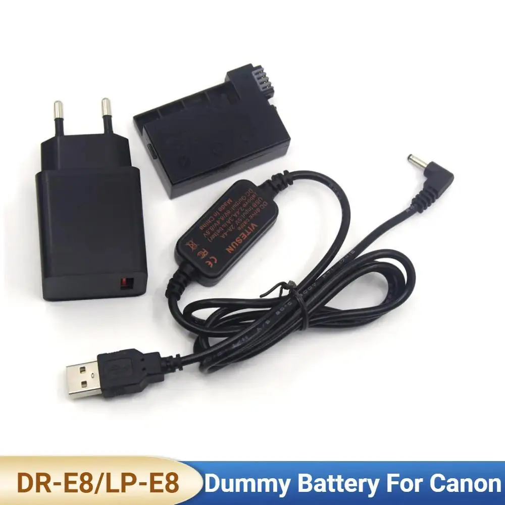 

QC3.0 Charger+USB DC Cable+DR-E8 Coupler LP-E8 Dummy Battery for Canon EOS T2i T3i T4i T5i 550D 600D 650D 700D X4 X5 X6 Camera