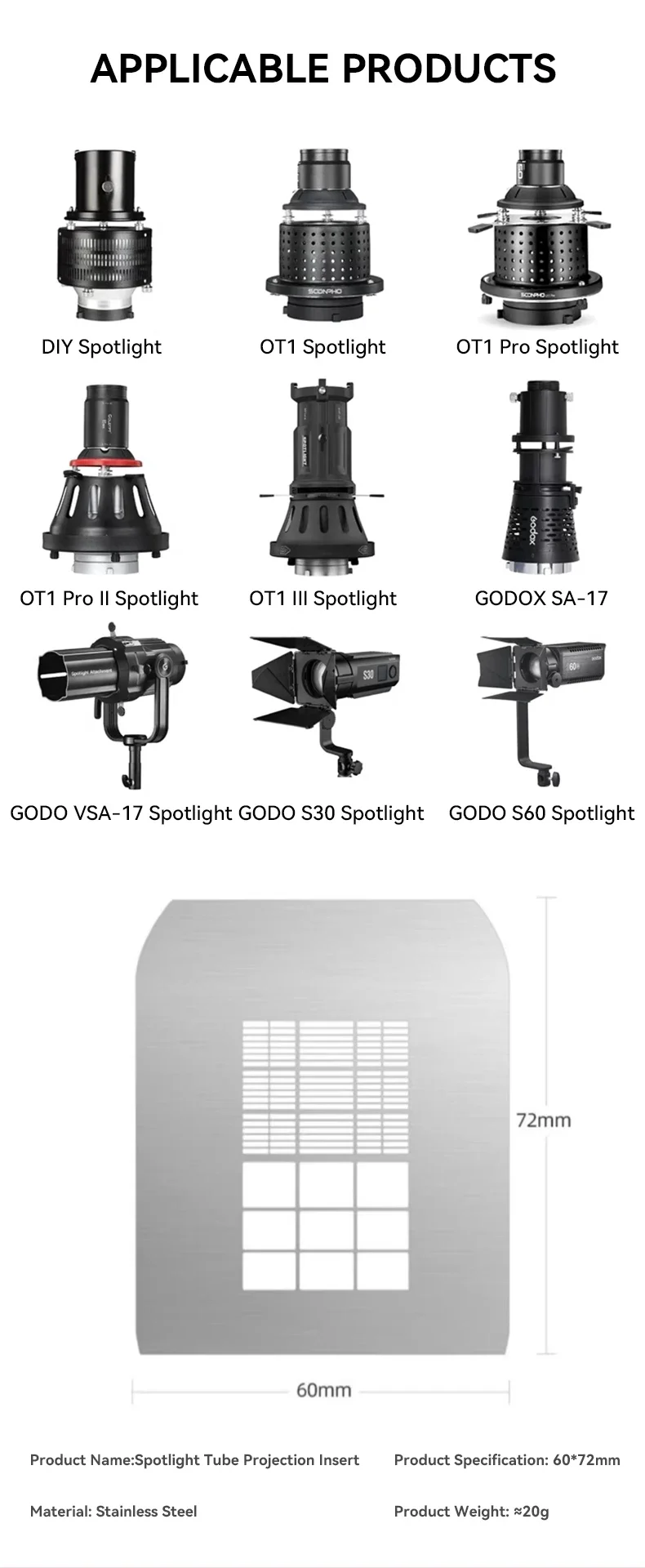 OT1 Graphic Cards for Snoot Optical Condenser Background Projection Graphic 10pc
