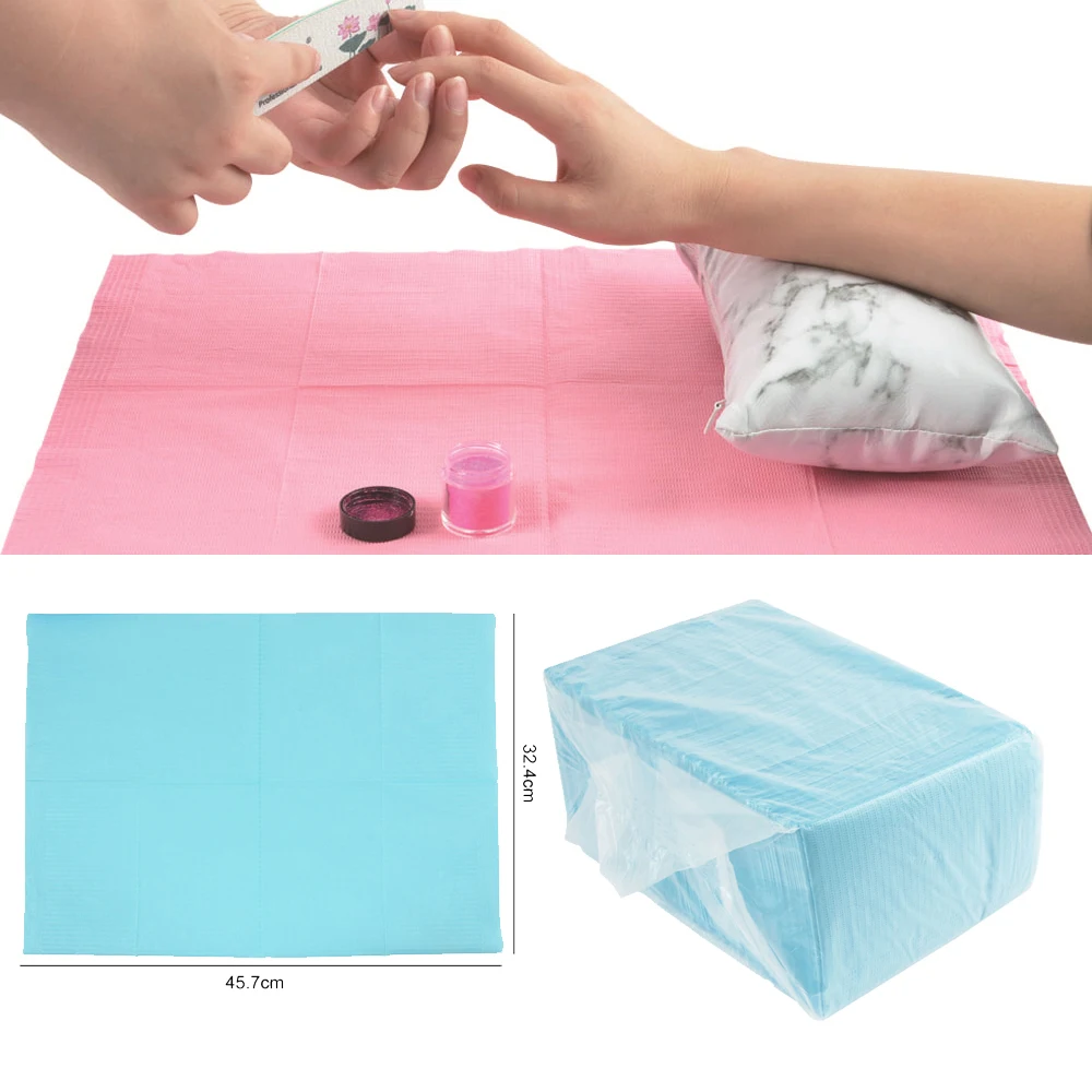 

125PCS Nail Art Table Towels Mat Salon Paper Disposable Table 3 Ply Foldable Nail Tools Sheet Cushion Dust-Prof Mat Soft Pads