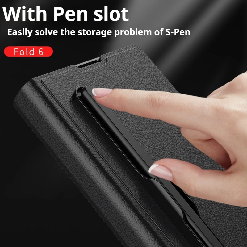 Custodia Flip Cover in Pelle di Lusso per Samsung Galaxy Z Fold 6 con Slot per Penna Pellicola Protettiva in Vetro per Schermo_voghion.com