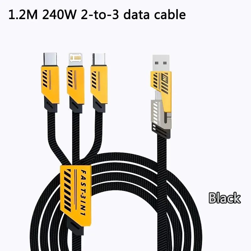 รูปสินค้า สายชาร์จเร็ว 3 in 1 ชาร์จได้หลายอุปกรณ์ รองรับ Type-C & USB