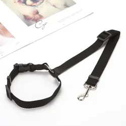 Solid Color Adjustable Pet Car Safety Belt and Harness Combo (Black)