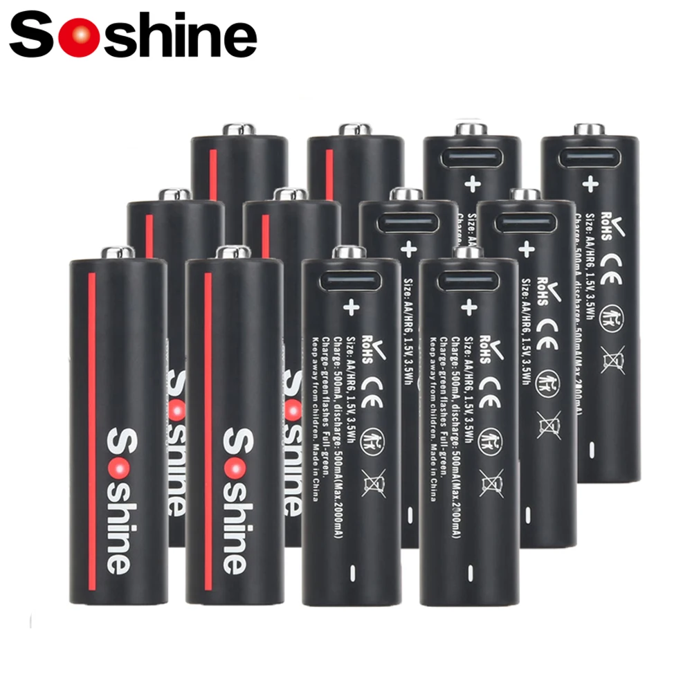 Soshine-AA-Lithium-Rechargeable-Batteries-1-5V-USB-3500mWh-Battery-for ...