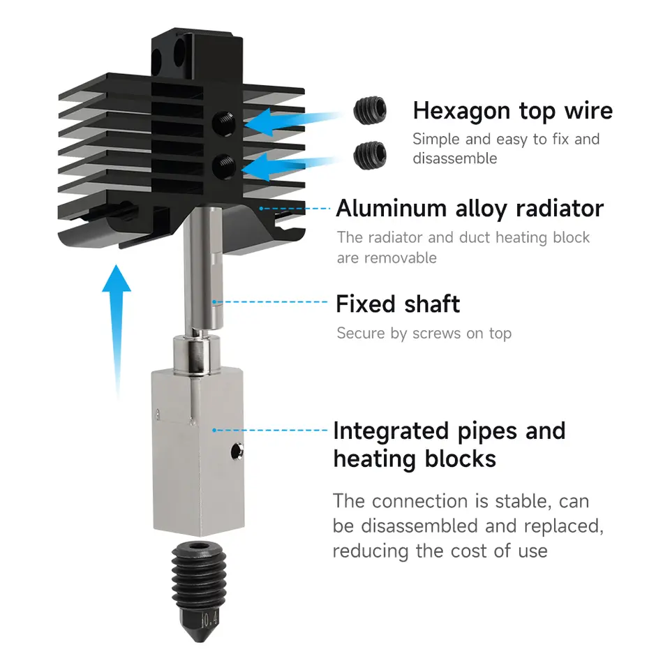 Hotend Kit For Bambu Lab X1 Carbon X1-Carbon Combo P1P 3D Printer 500C Upgraded Plated Copper Heater Block Hardened Steel Nozzle image 2