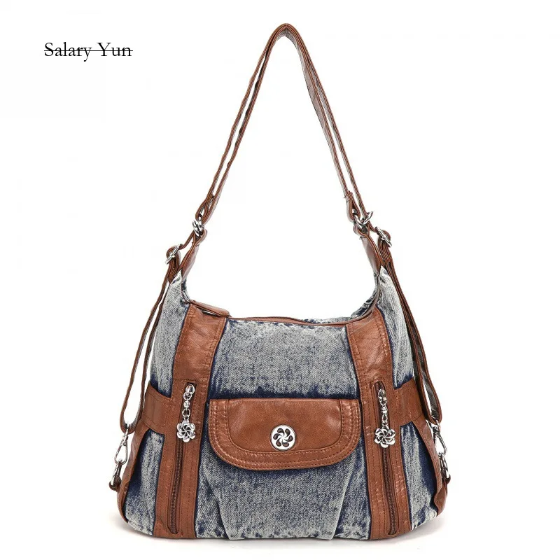 

2024 New Multi functional Leisure Women's Underarm Bag Made of Old Women's Shoulder Bag Patchwork Style Women's Handbag