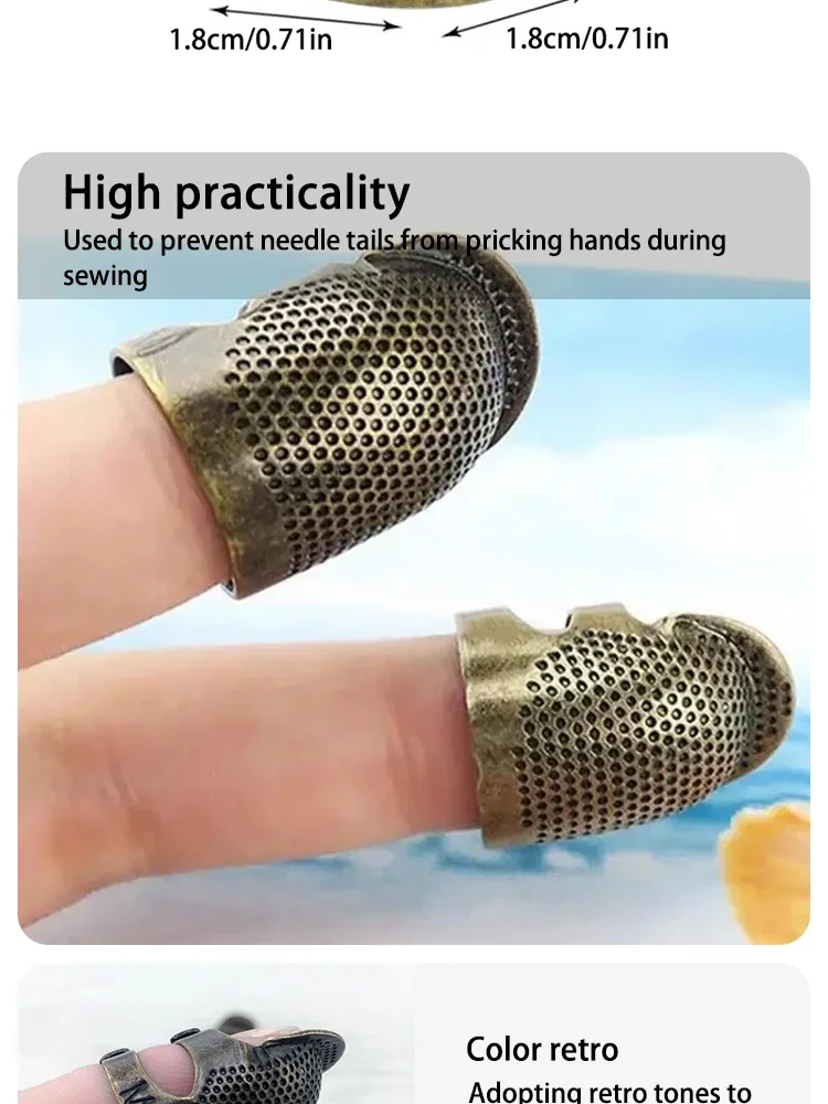 Description Picture 6 of itemAdjustable Vintage Sewing Thimble, Handmade Non-slip Embroidery against Ring, Vintage Needle Presser Needle Hoop Finger Holder