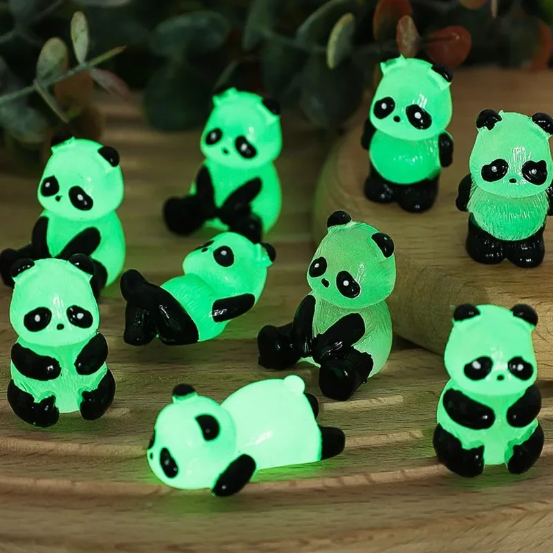 1/10 Pz Mini Incandescente Piccolo Panda Micro Paesaggio Ornamento Incandescente Nel Buio Panda Bambola Partito Auto Tavolo Casa Giardino Decor Giocat