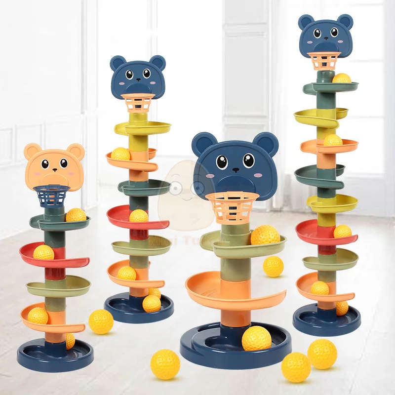 Baby Toys Rolling Ball Pile Tower Finger Skill Training Rotating Stacking Track Early Educational Toy Infant 13 24 Months