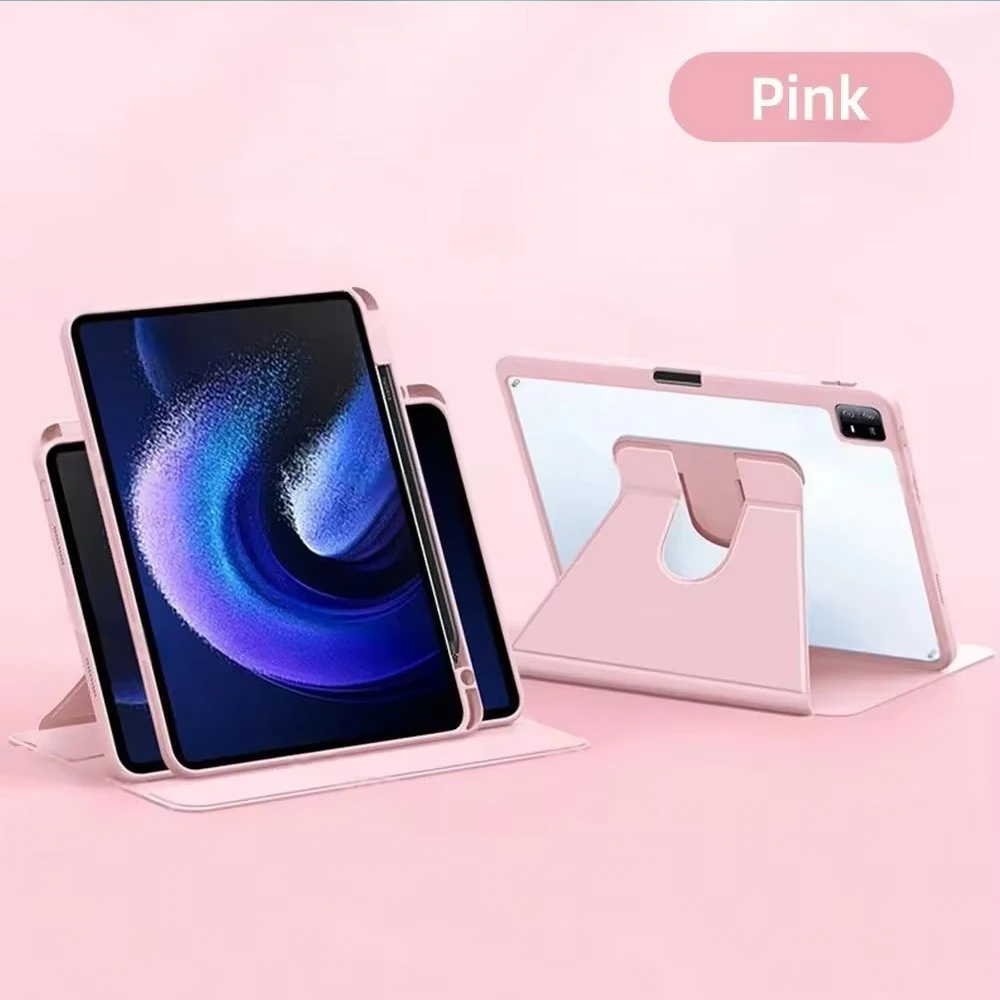 Premium 360° Rotation Clear Acrylic Tablet Case with Pencil Slot & Shockproof Smart Stand Cover