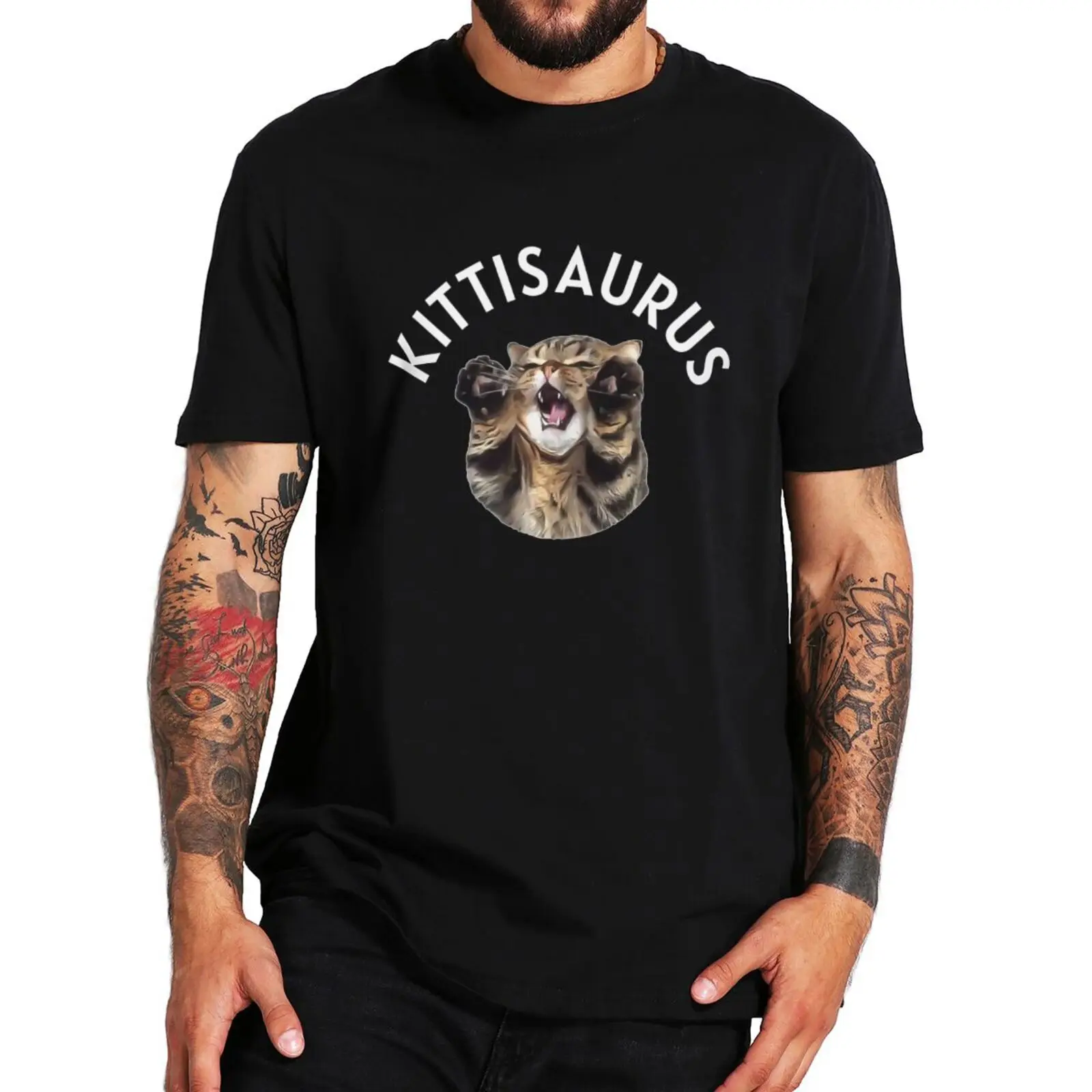 

Kittisaurus Cute T Shirt Funny Cat Lovers Classic Tee Tops Korean YouTuber Fans Kawaii Tshirt For Men Women 100% Cotton