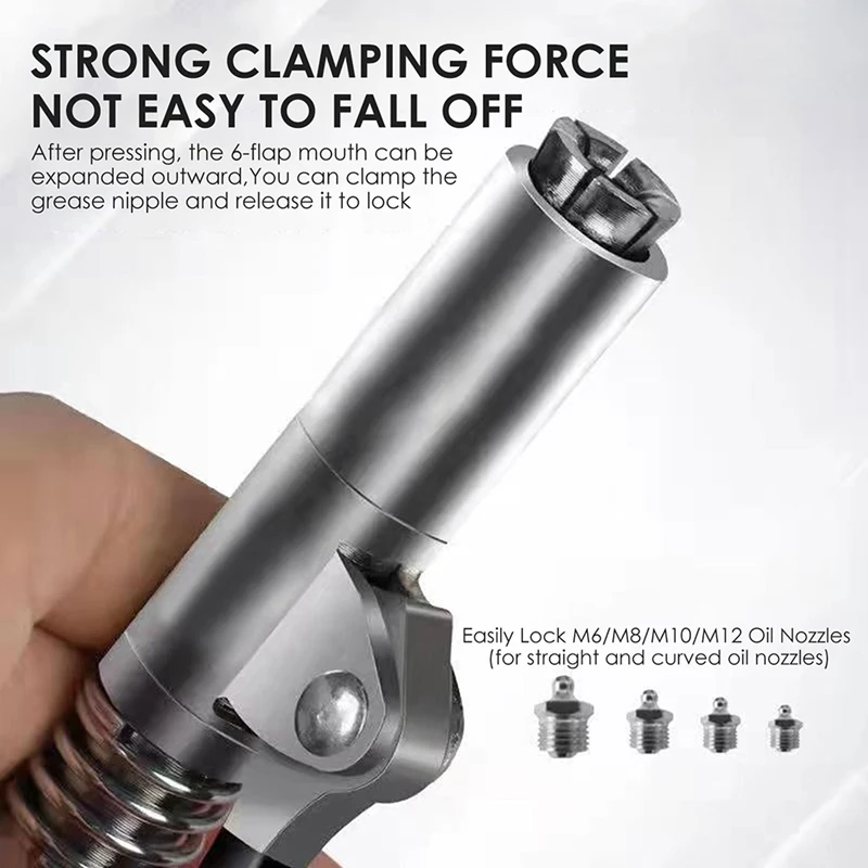 Grease Nipple Coupler High-Pressure Not Leak Metal Grip Style Locking Clamp Type Quick Release Coupler With 30Cm Hose