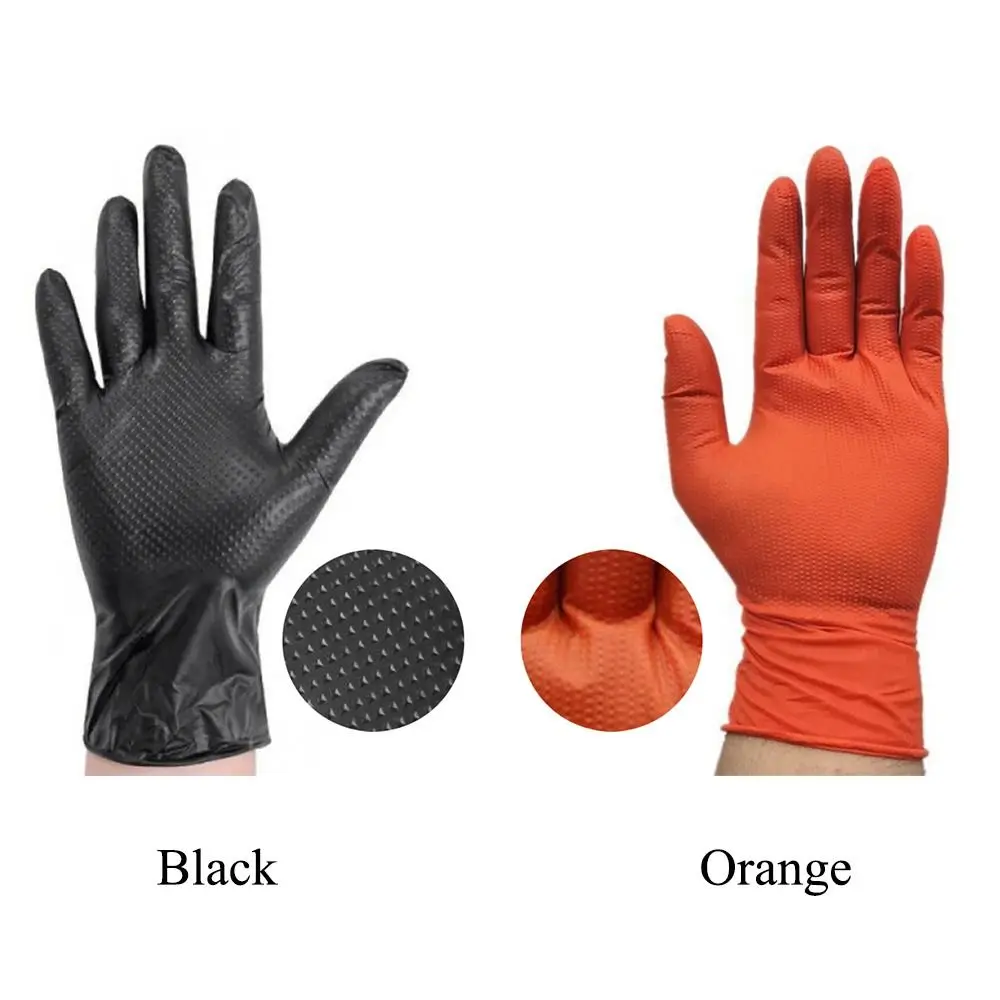 20Pcs Nitrile Auto Repair Gloves Antiskid Wear-Resistant Acid and Alkali Resistant Work Gloves Orange Black Household work gloves nitrile gloves protective gloves