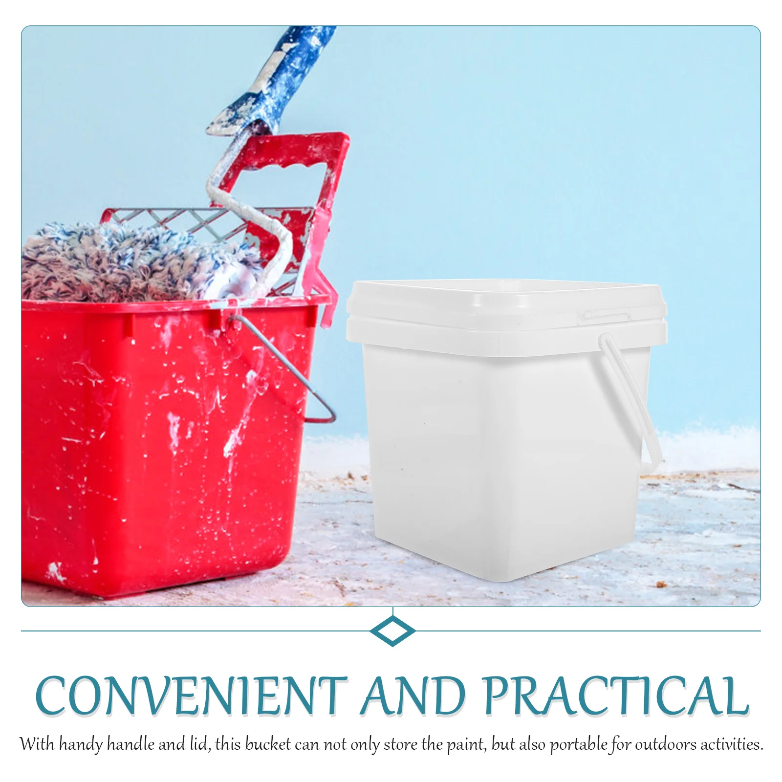 Plastic Bucket With Handle Lid Reusable Paint Bucket Oil Paint Pail Painters Kettle Empty Can With Lid