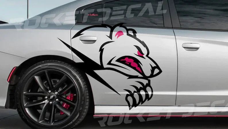 

ANGRY Bear Large Decal INCLUDES BOTH Sides Sticker, vinly | Decal Can Be for Charger | Mustang | Challenger | Honda | Hyundai |