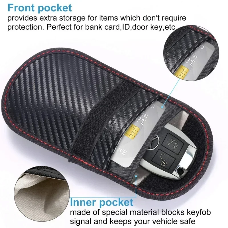 Estuches Bloqueadores De Señal Para Llaves De Coche - Pack De 3, Fibra De Carbono, Protección RFID Anti-robo