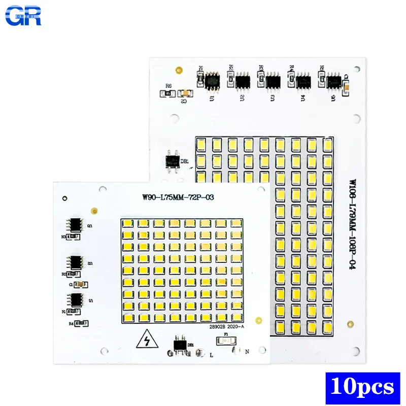 10 Pz/Lotto Led Chip 10W 20W 30W 50W 100W 220V Smd2835 Lampada A Led Senza Driver Lampada Fai Da Te Outdoor Chip Light Floodlight Spotlight