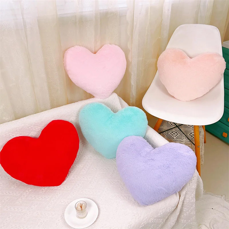 46x36cm INS Nordic Style Love Heart Plush Pillow Toy Cartoon Fluffy Plushies Stuffed Sofa Chair Cushion Home Room Lazy Decor