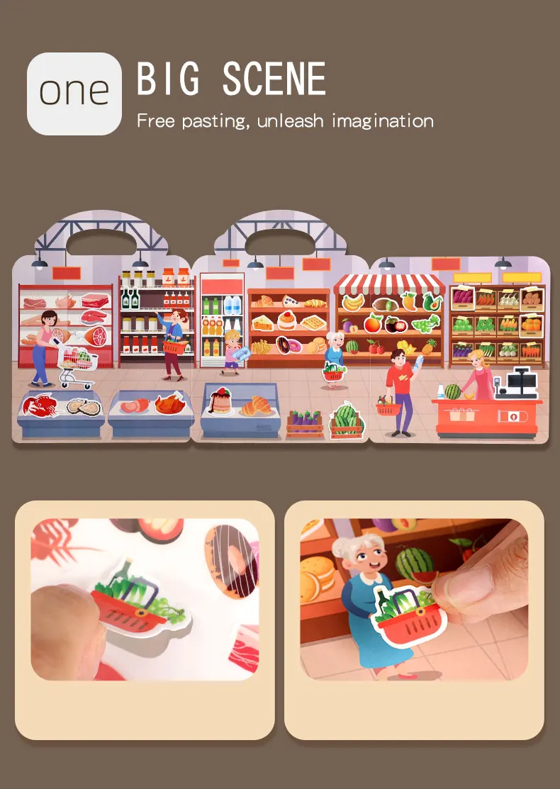 Tragbarer, leiser DIY-wiederverwendbarer Aufkleber für Kinder, Buch, beschäftigter Gelee-Paste-Aufkleber, Multi-Szenen-Blasenaufkleber, Spielzeug für unterhaltsames Lernen – Detail 6