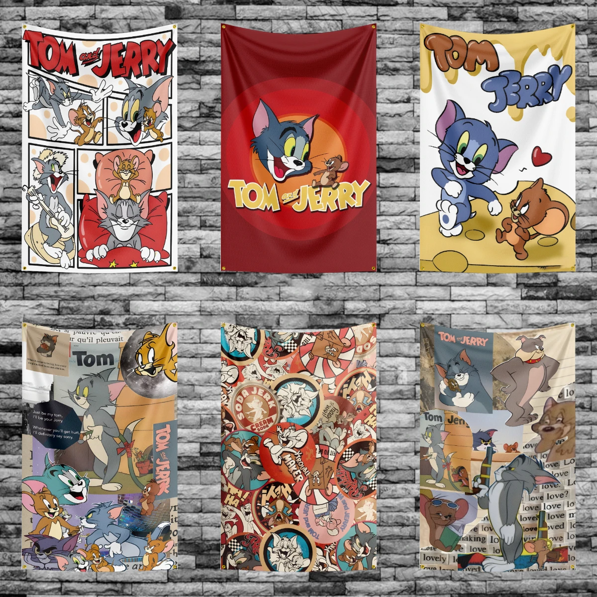 90X150CM T-TomS and J-JerryS Cat Mouse Flag Polyester Digital Printed Game Tapestry Curtain For Decor