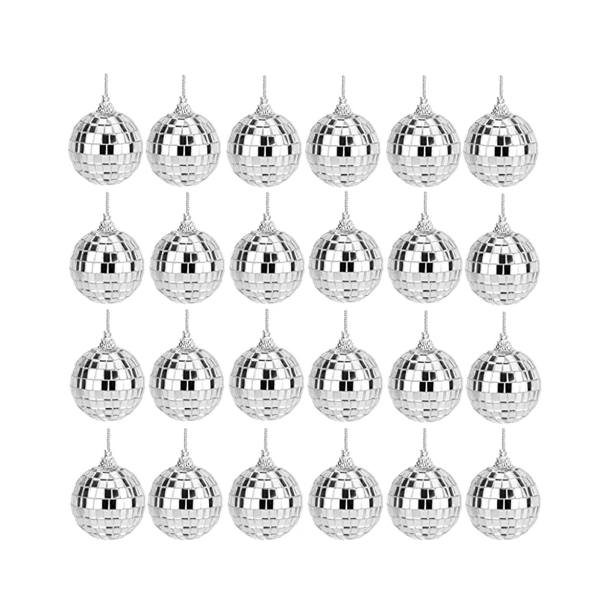 

Mirror Disco Ball Set - Silver Disco Party Decoration Easy to Hang Suitable For, Wedding, Home Party