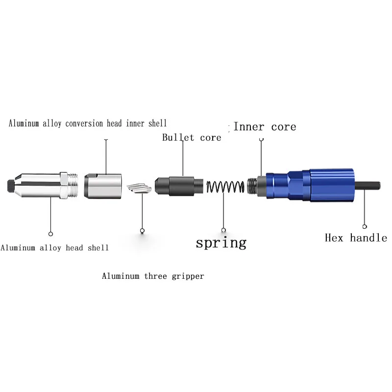 Electric Rivet Gun Drill Adapter 2.4mm-4.8mm Rivet Nut Gun Drill Adapter Cordless Riveting Tool Insert Nut Pull rivet Tool New 4