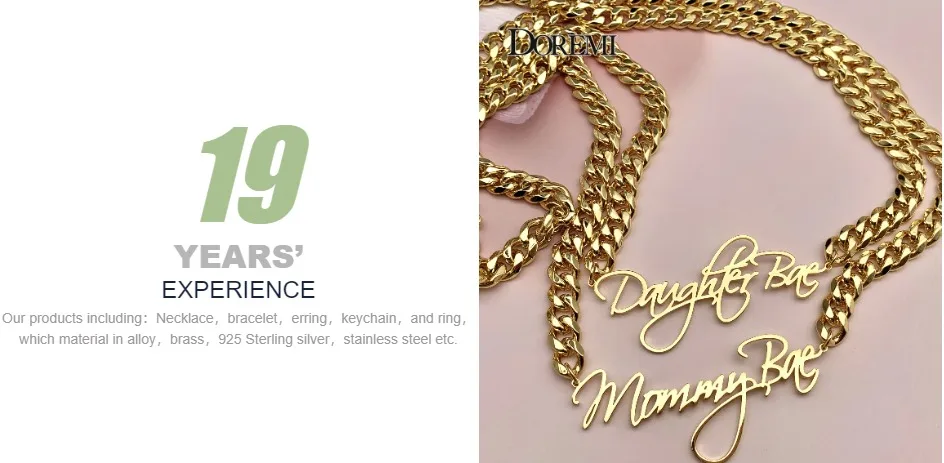 DOREMI 8mm Cuban Custom Name Pendant Personalized Necklace Thick Chain Customized Cursive Nameplate Necklaces Women Gift