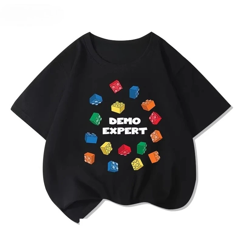 Lego educational cartoon print summer boys and girls 100% cotton short sleeved T-shirt