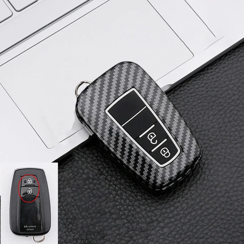 

ABS Carbon Fiber Car Key Case Cover Shell For Toyota Prius Camry Corolla CHR C-HR RAV4 Land Cruiser Prado Protector Accessories