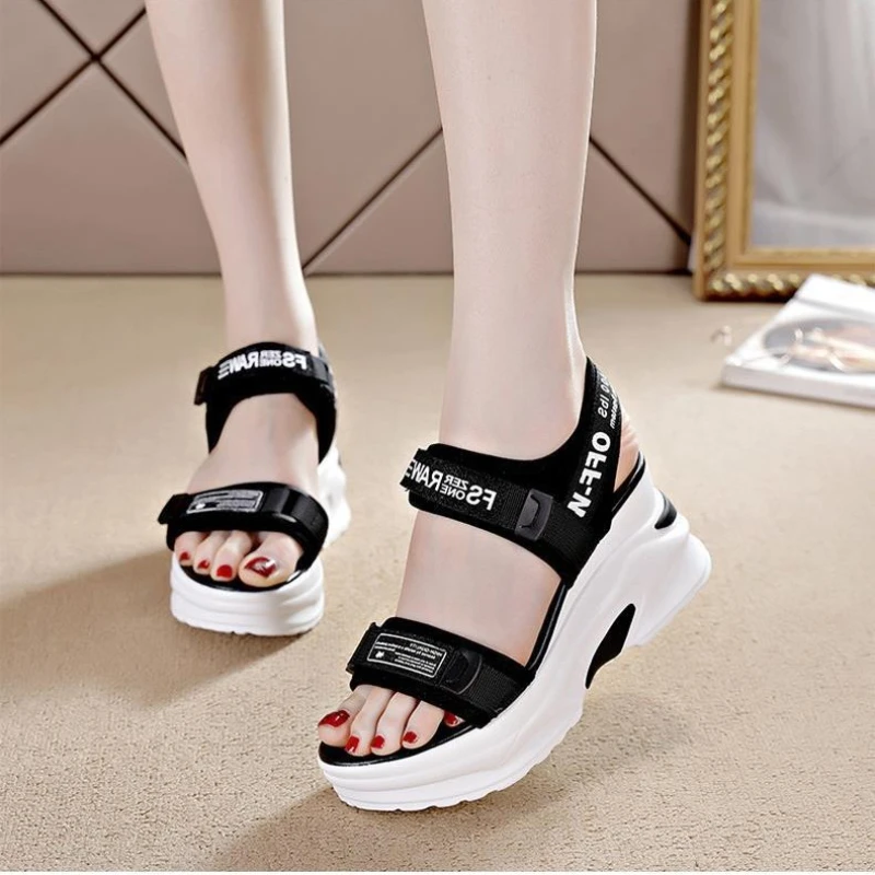 Luxury Women Platform Sandals New Summer Versatile Slope Heel