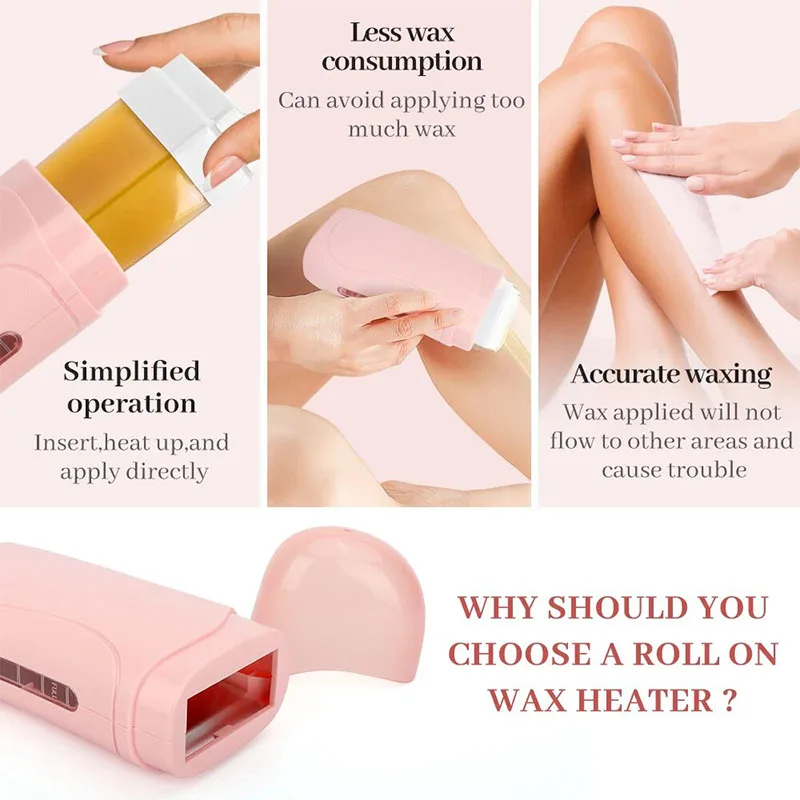 Roll On Waxing Kit For Hair Removal All Skin Types Heater Waxing Hot Cartridge Honey Hair Removal Wax Roller Set Unisex 4