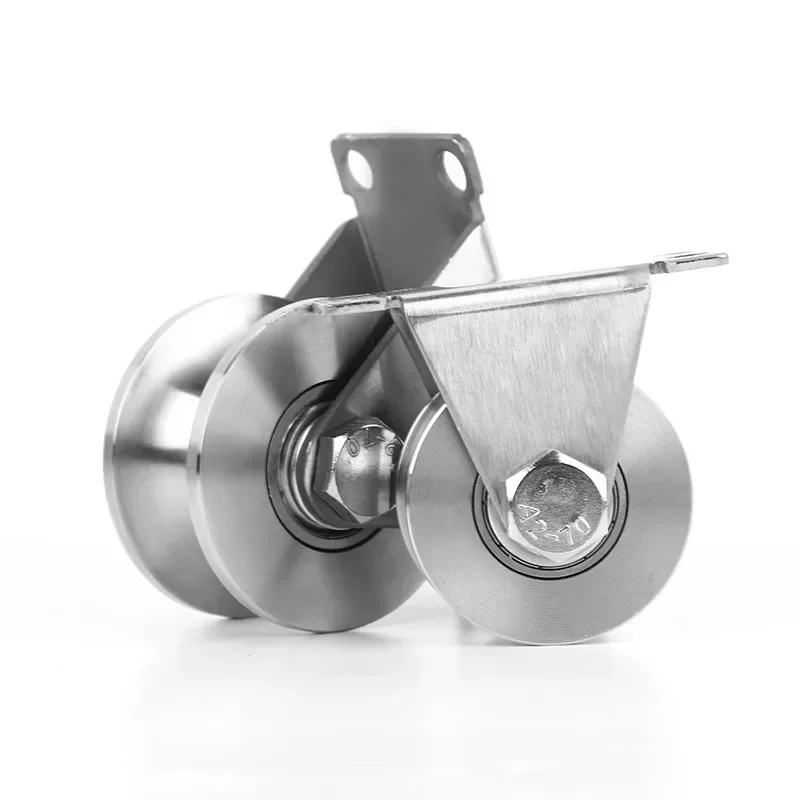 304 V/U/H Stainless Steel Tripod Pulley Wire Rope Lifting Bearing Pulley Hanging Wheel Sliding Doors Track Wheel Pulley Hardware 3