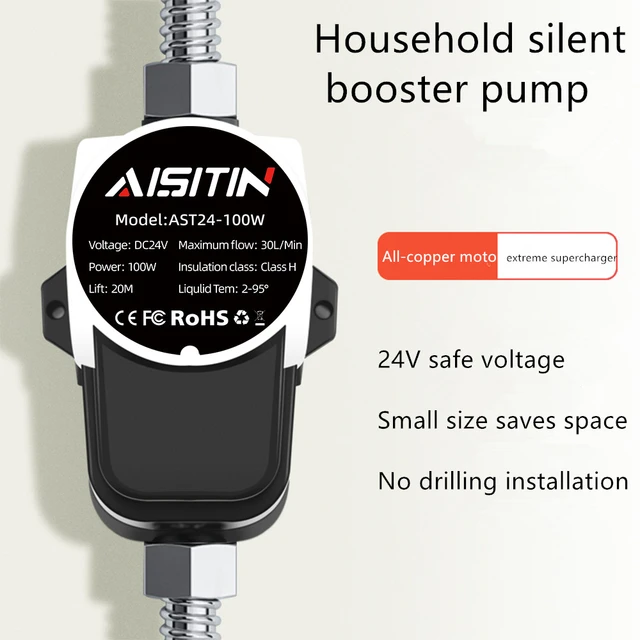 AISITIN 24V Booster Pumpe Bürstenlosen Wasserpumpe Auto Druck Controller  IP56 Haushalt Wasser Heizung Boost für Home Schnelle - AliExpress
