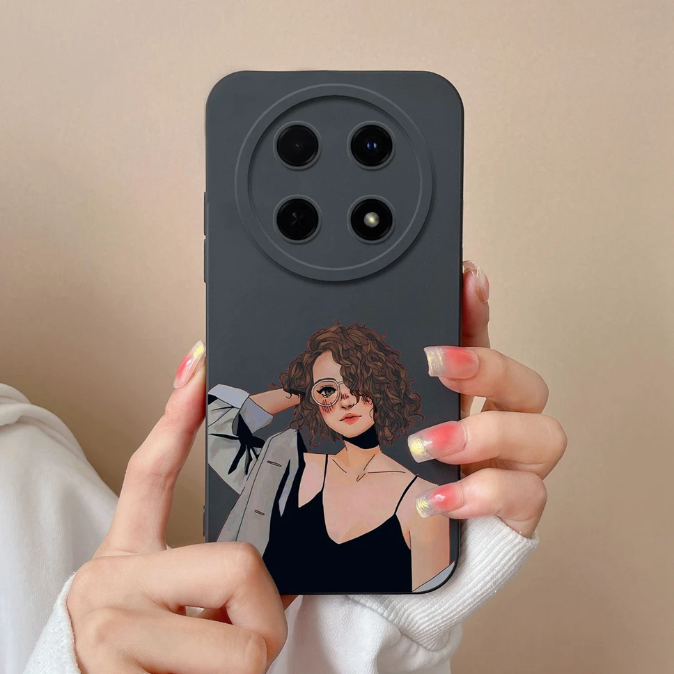 Fashion Pretty Sweet Girl Soft Liquid Silicone Phone Case - Protective Cover