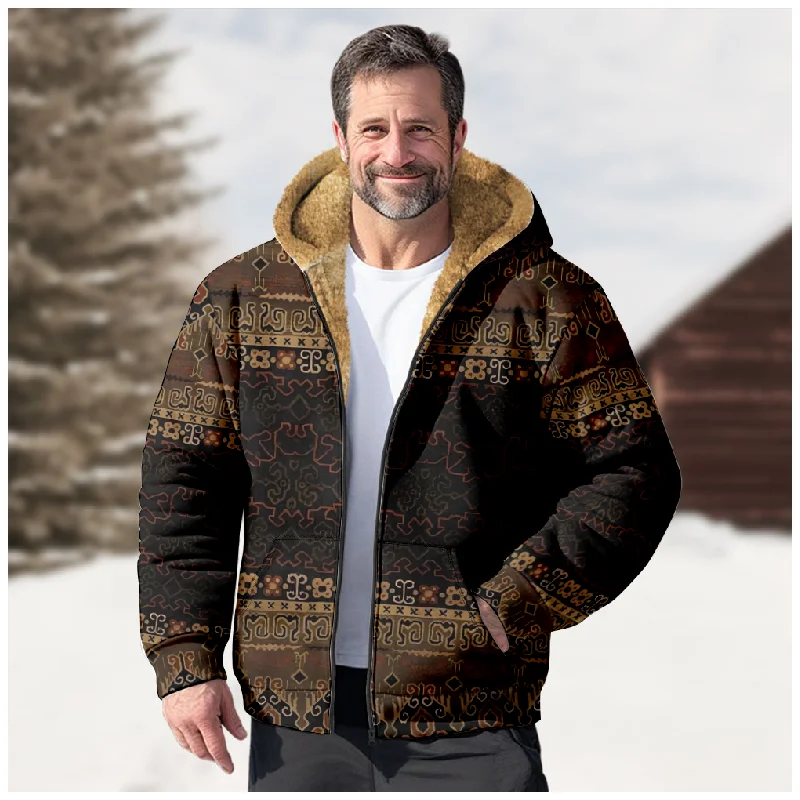 New Color Matching Creative Cotton Coat Hooded Sweater Casual Print Long Sleeve Zipper Sweater Thick Cotton Coat Winter a09