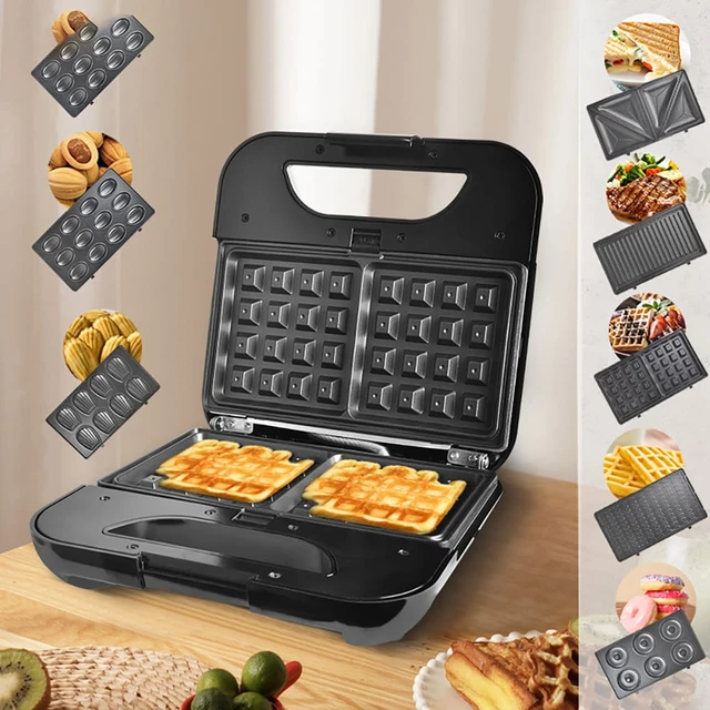 Household Multi-Functional 7-In-1 Waffle Maker Not Stick To Baking Plates  Thin, Pancakes, Sandwiches, Donuts Grilled Meat - AliExpress