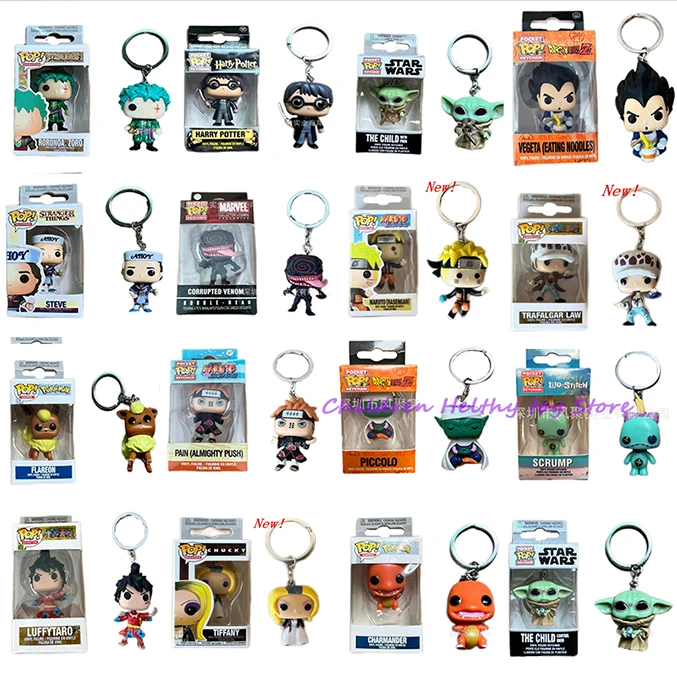 Funko Portachiavi Pop Harry Marvel Copputed Venom Dragon Balls Vegeta Yoda Pokemon Charmander Scrump Groot Model Toys Figure Gifts