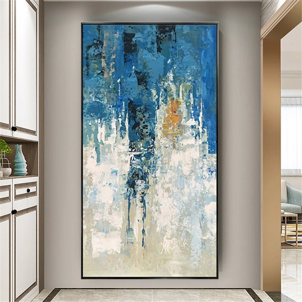 

Contemporary Mural Canvas Pictures 100% Handmade Blue And Gray Wall Art Posters Hanging Abstract Oil Paintings Decor Living Room