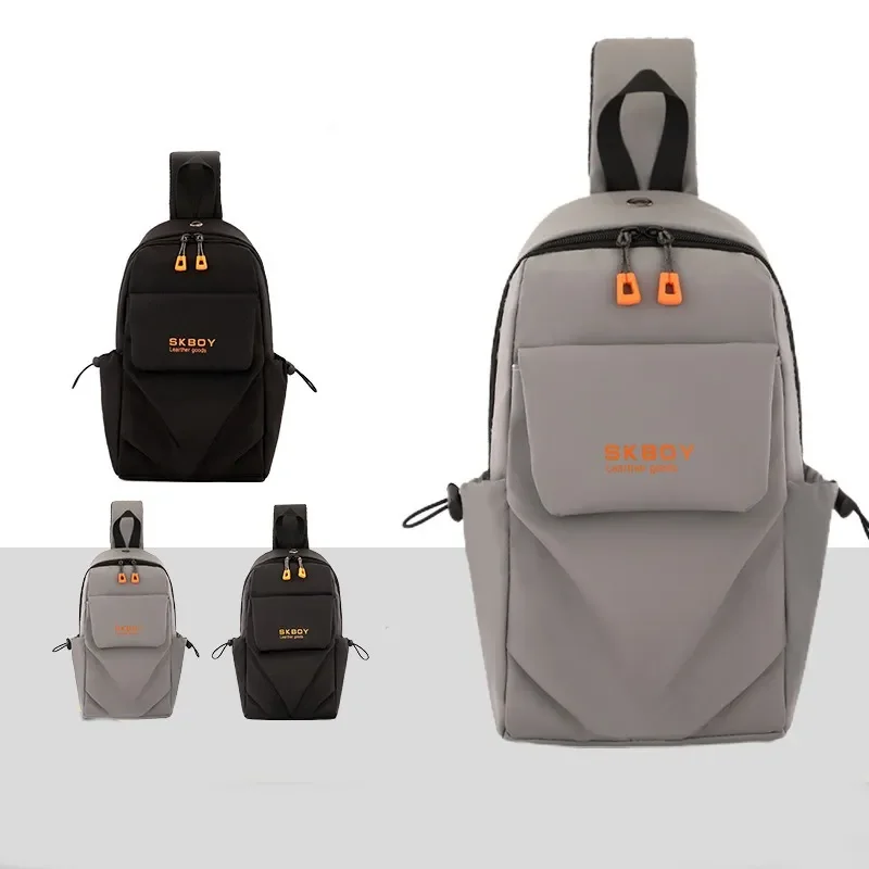

Men's Waist Pack with Headphone Jack and Zipper Available Solid Color Shoulder Bag Chest Pack Suitable for Outdoor and Gym