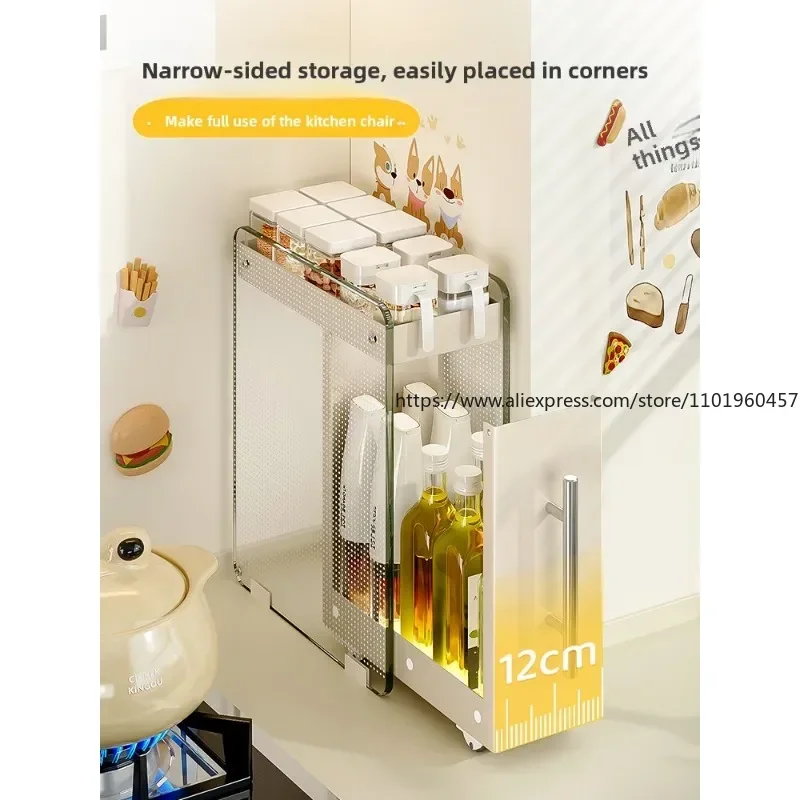 Countertop Multifunctional Household Oil Salt Storage Rack Kitchen Condiment Storage Rack Pull-out
