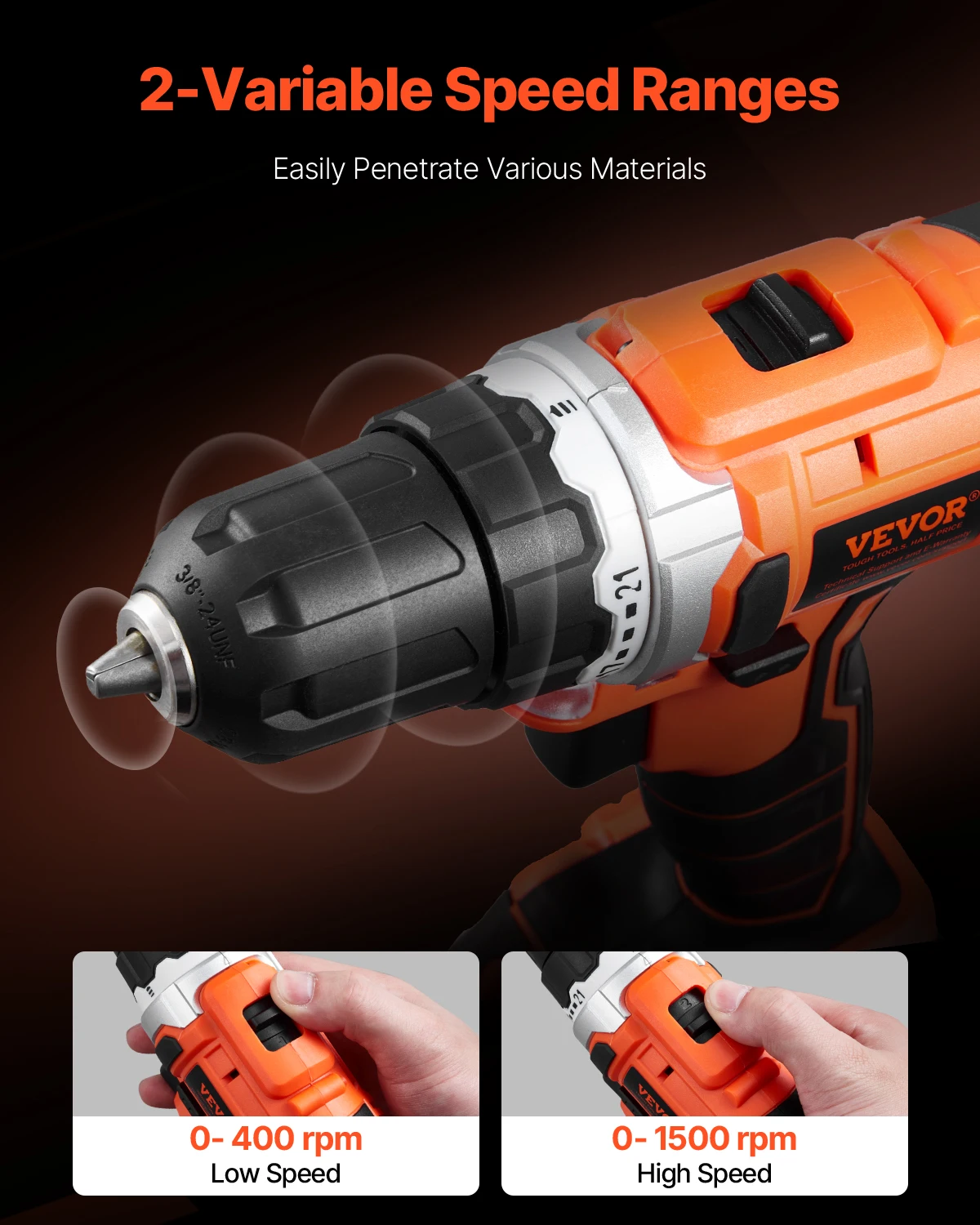 Cordless Power Tool Combo Kit with Drill and Impact Driver