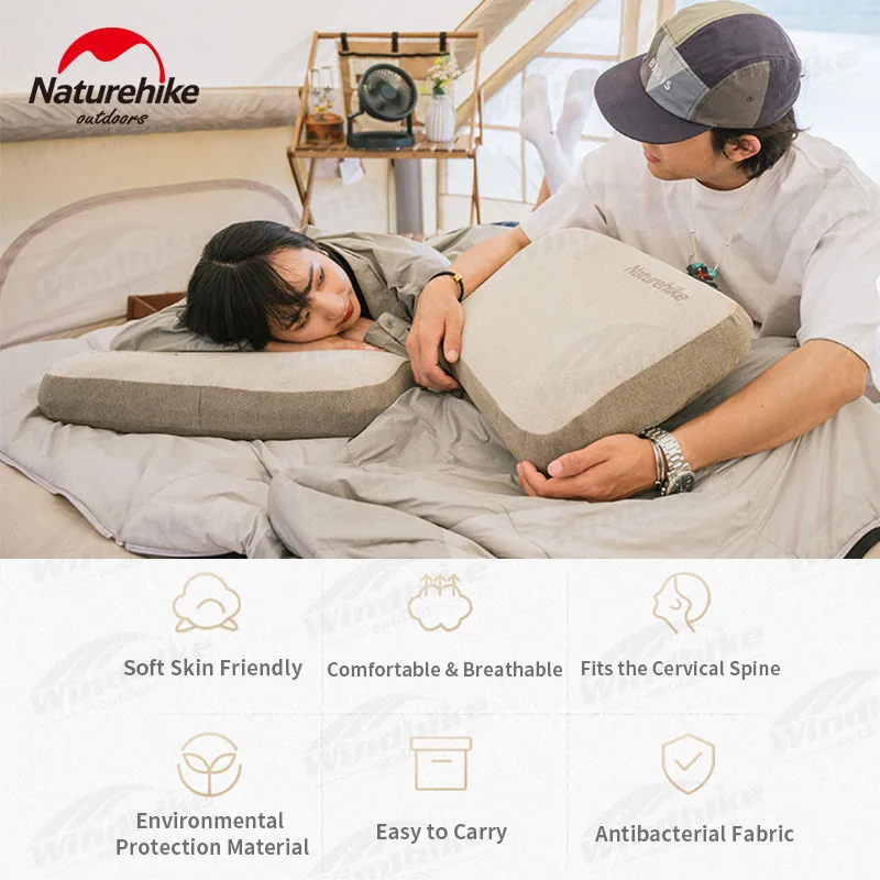 Naturehike Camping Pillow Portable Airplane Pillows Head Rest Travel cushion Ultralight Outdoor Sleeping Memory Foam Square