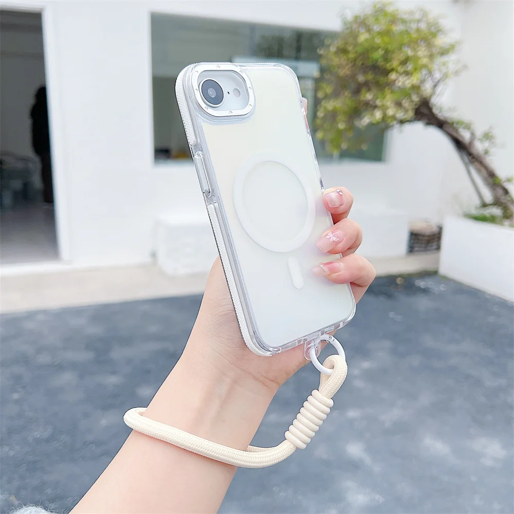 Laser Gradient Magnetic Shockproof Case with Fashion Wristband Lanyard