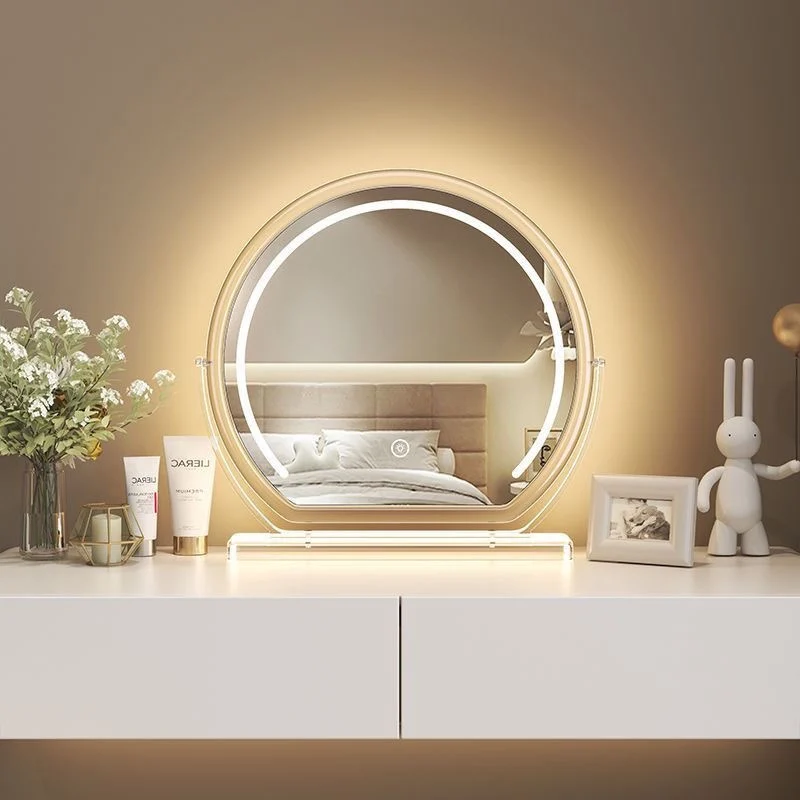 

Shower Round Vanity Mirror Smart Small Desk Bedroom Portable Mirror Creative Free Shipping Miroir De Maquillage Room Decorations