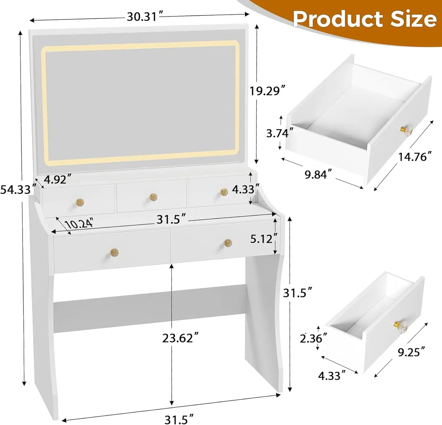 Luxury Lighted Makeup Vanity Desk 2
