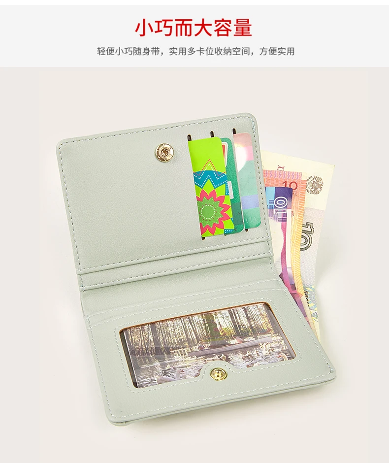 Mini wallet interior card and note compartments